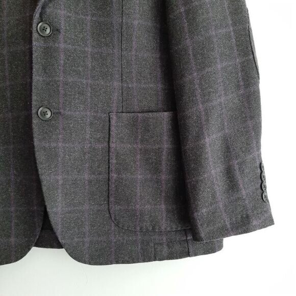 MANUEL RITZ Unlined Elbow Patch Blazer Jacket Grid Check Gray Men's Sz 40 R - Picture 4 of 15